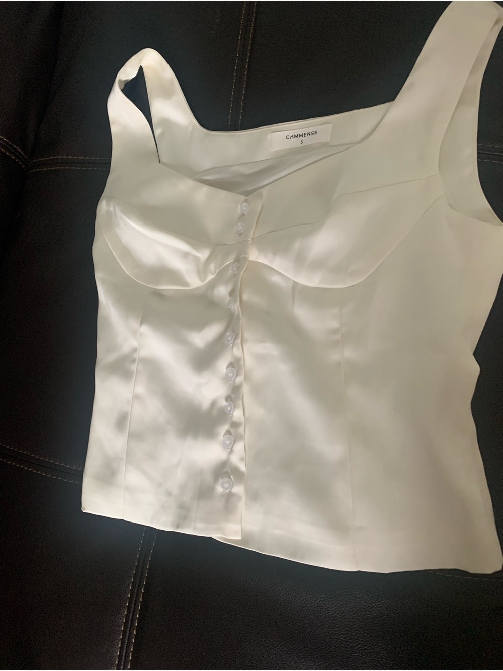 White Satin Button-Front corset style Top